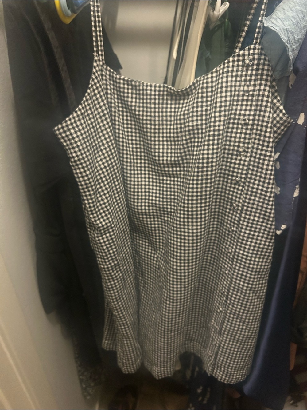 Abercrombie linen skort Black and White Gingham